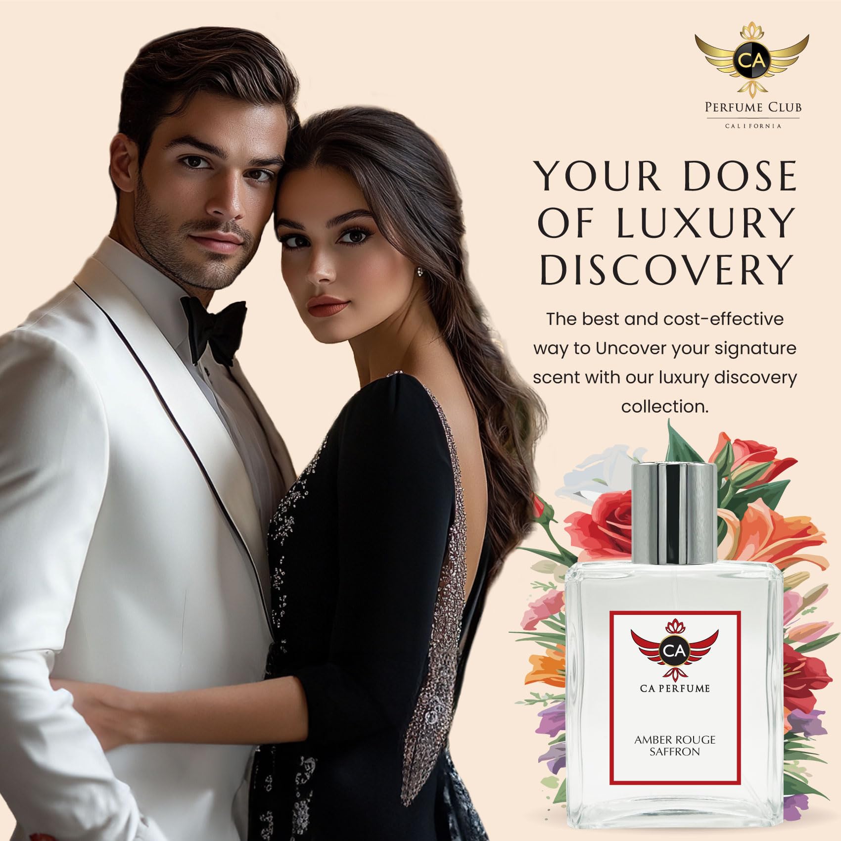 CA Perfume Amber Rouge Saffron on shelf suggesting versatile unisex fragrance.