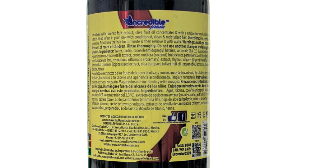 CABALLADO biotin vitamin B12 shampoo bottle image emphasizing nourishment.
