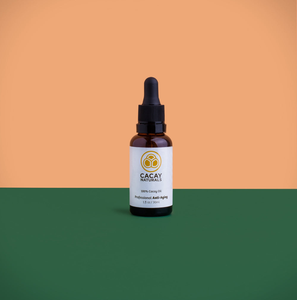 Cacay Naturals product on bathroom vanity for daily ritual.
