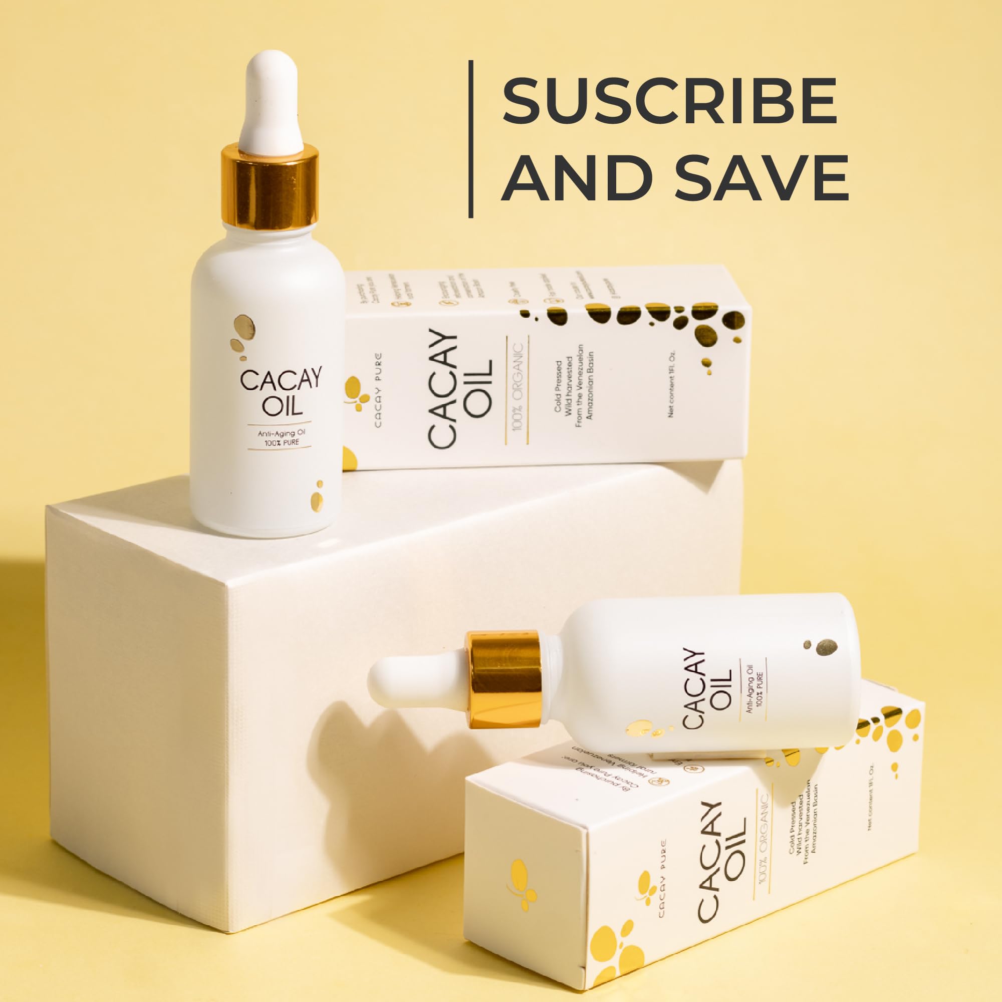 Cacay Pure multi-use skincare for face and neck application.