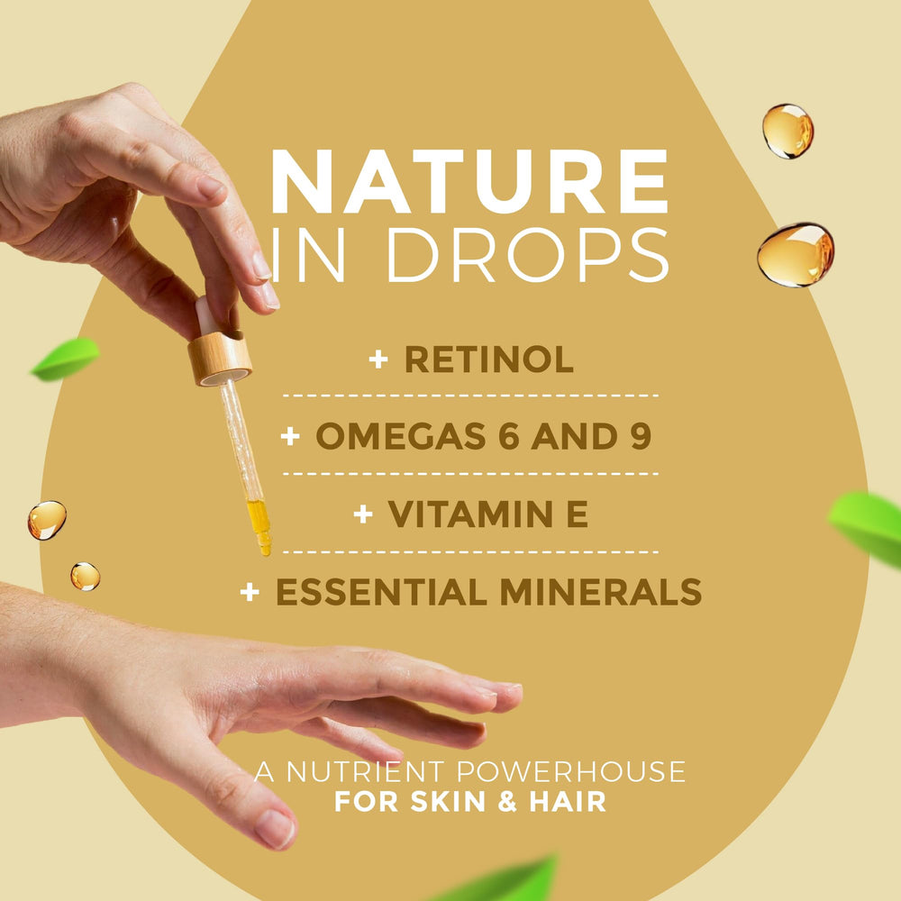 Cacay Pure lightweight oil texture visible on skin.