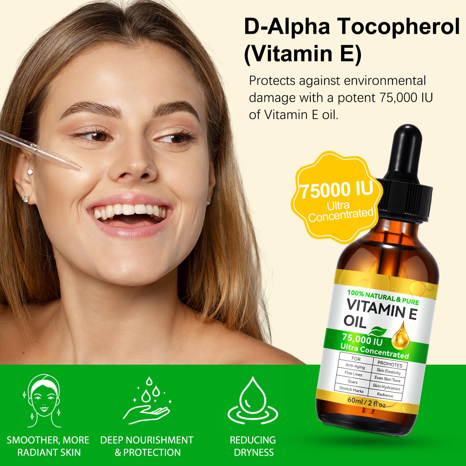 Cacukn Vitamin E Oil for scalp and hair care routine.