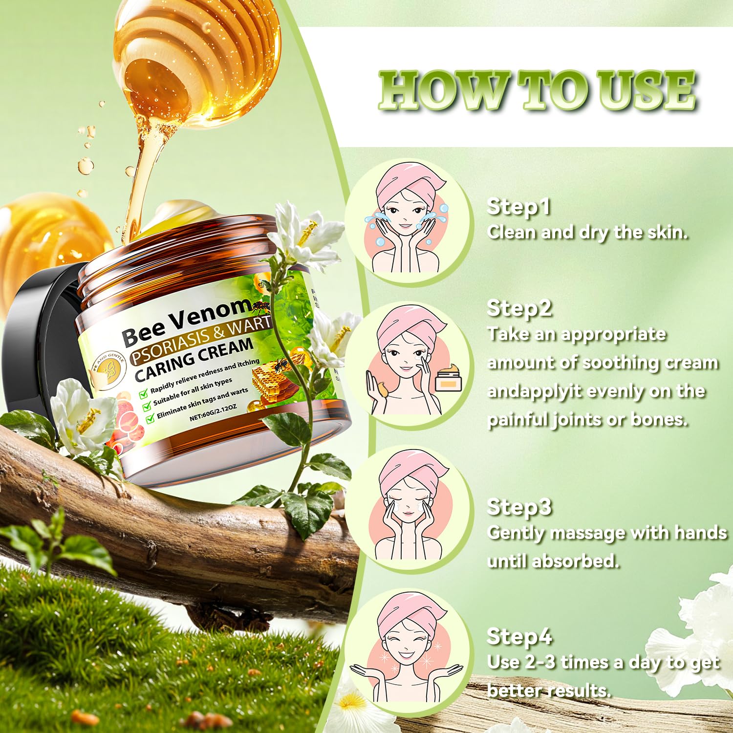 Caderno Inteligente Bee Venom Cream targets fine lines with gentle feel