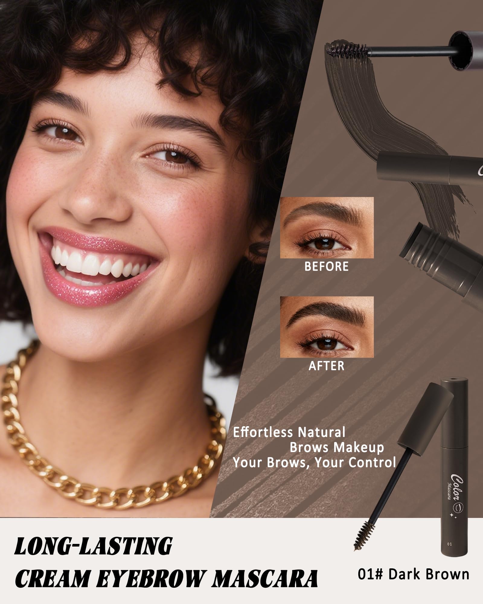 Caedelfly brow gel wand with spiral brush enables even application for natural brows.