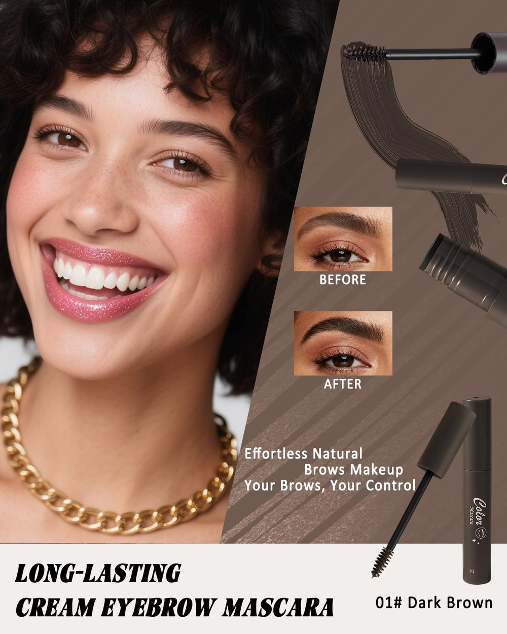 Caedelfly brow gel wand with spiral brush enables even application for natural brows.