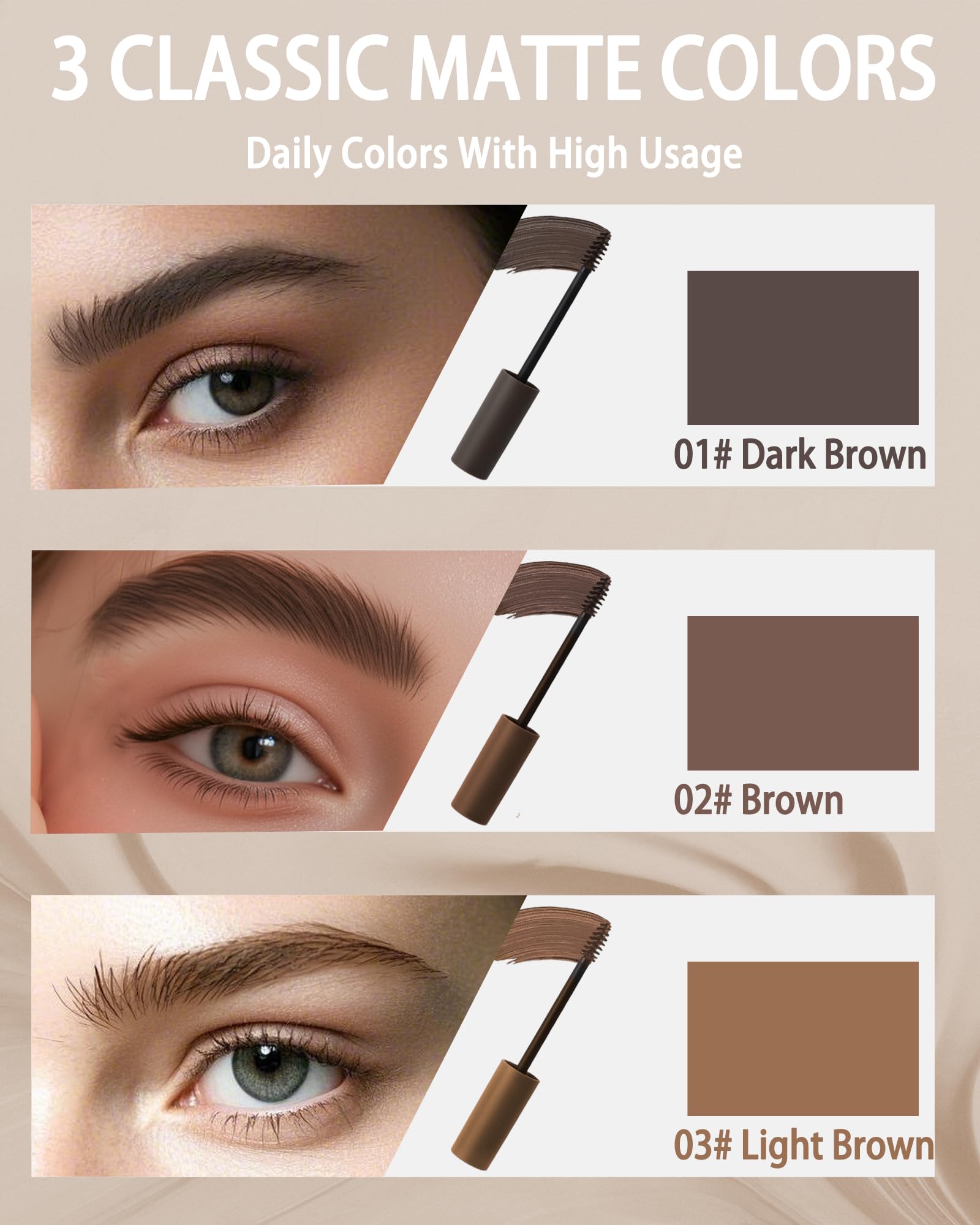 Caedelfly color swatches show dark brown, brown, and light brown shades for your look.