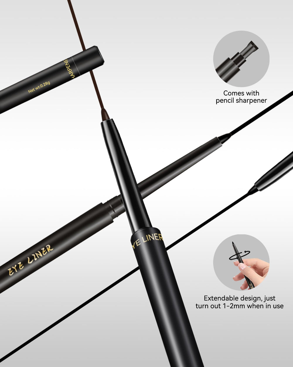 Caedelfly eyeliner versatile for brows and lower lashes.