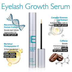 Caelymine natural eyelash serum closeup with brush on lashes