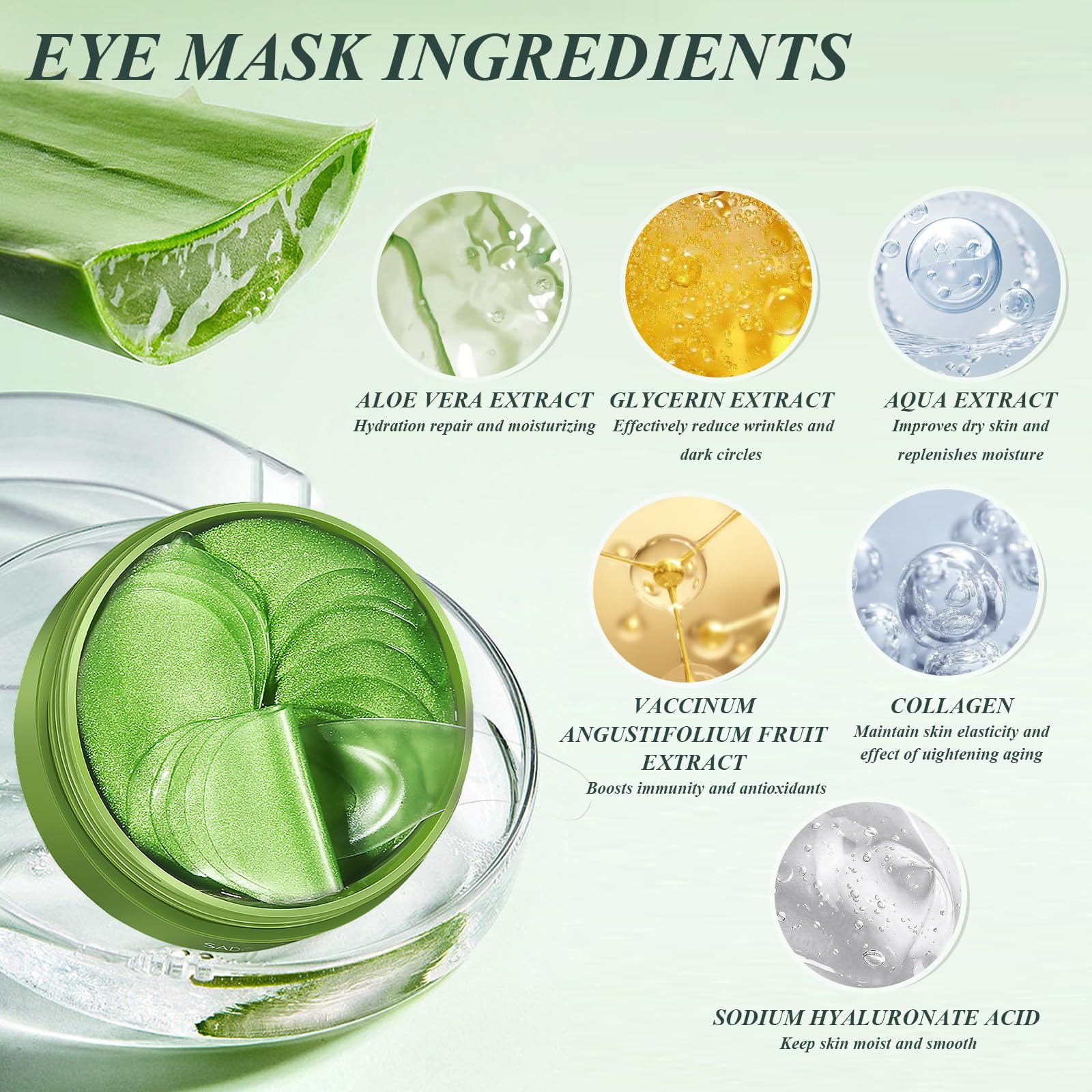 Caewous hydrogel patch texture close-up showing smooth, refreshing skin contact