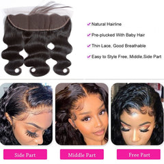Caijuxing HD transparent lace frontal with baby hair for seamless hairline blend.