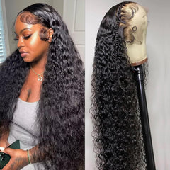 Caijuxing 34in water wave wig front view with natural hairline for seamless parting
