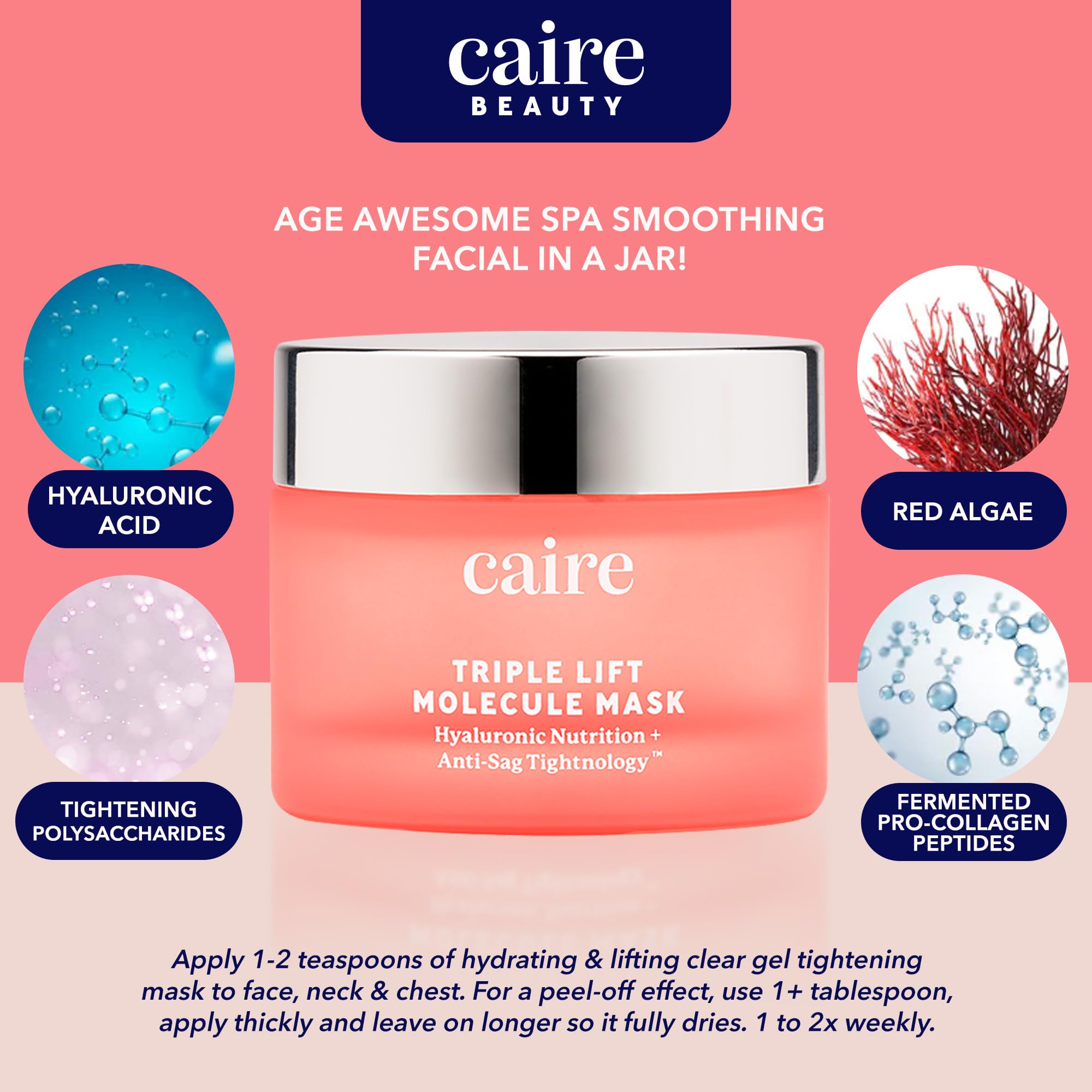Caire Beauty gel mask texture demonstrates even layer for uniform hydration.