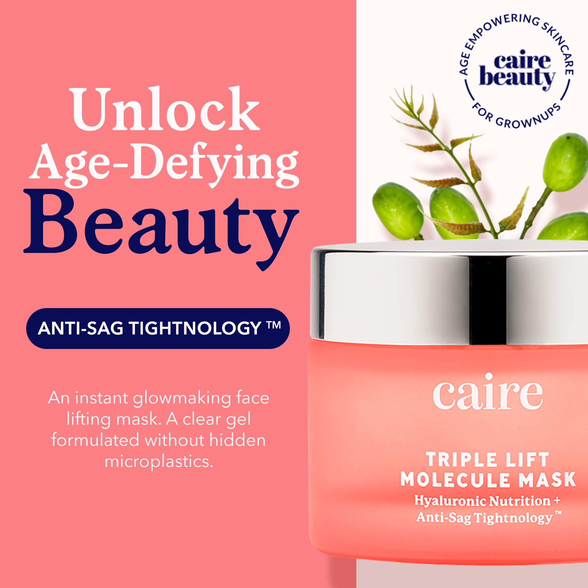 Caire Beauty hyaluronic gel mask texture ready for instant skin hydration.
