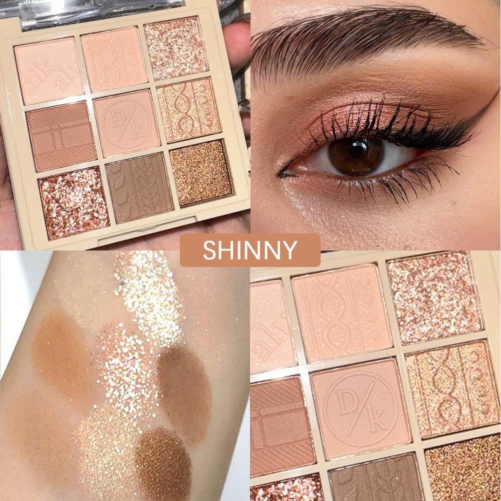 CAKAILA 9Colors Neutral palette on-lid application demonstrates a smooth glide.