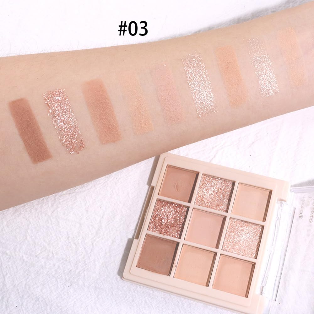 CAKAILA Nude Pink Beige Eyeshadow palette application on arm shows blendable formula in action