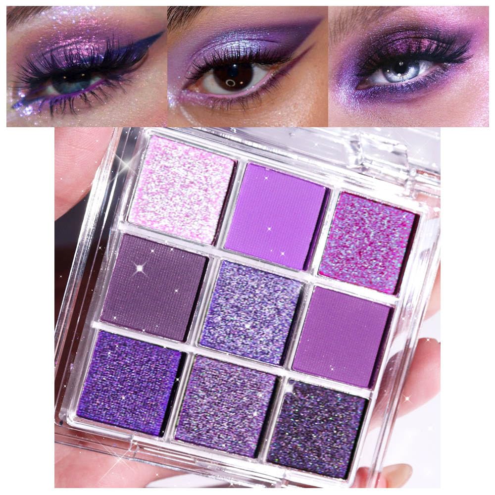 CAKAILA Purple-Pink Glitter Eyeshadow Palette closed case showcases vibrant shade options for bold looks.