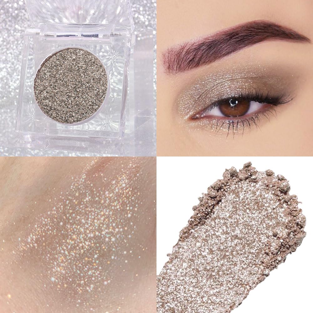 CAKAILA Taupe Gray Brown Shimmer Palette close-up shimmer finish for glow.