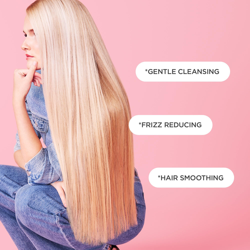 Cake Beauty Glow Up Shampoo camellia-oil close-up hydrates and softens.