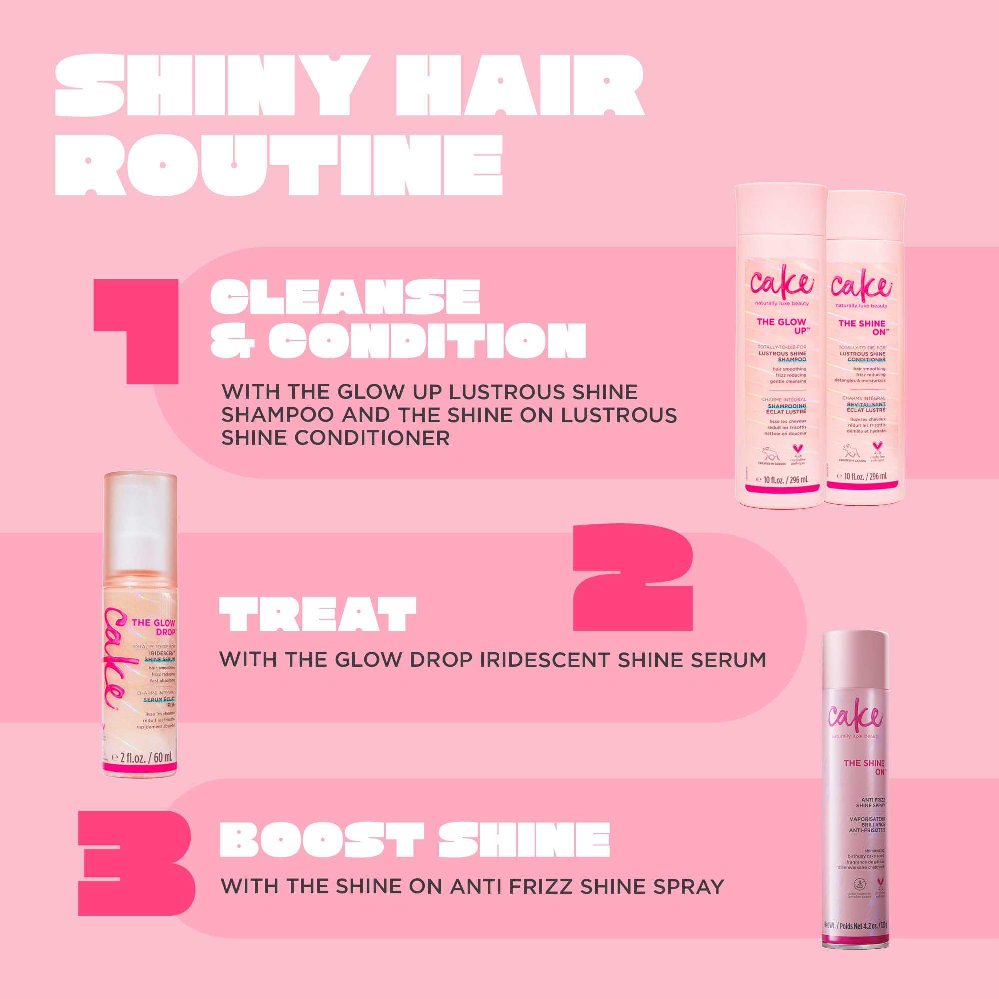 Cake Beauty Glow Up Shampoo moonstone close-up evokes silky-smooth shine.