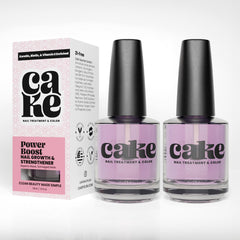 CAKE Power Boost bottle close-up highlighting hydrating cuticle care for healthier nails