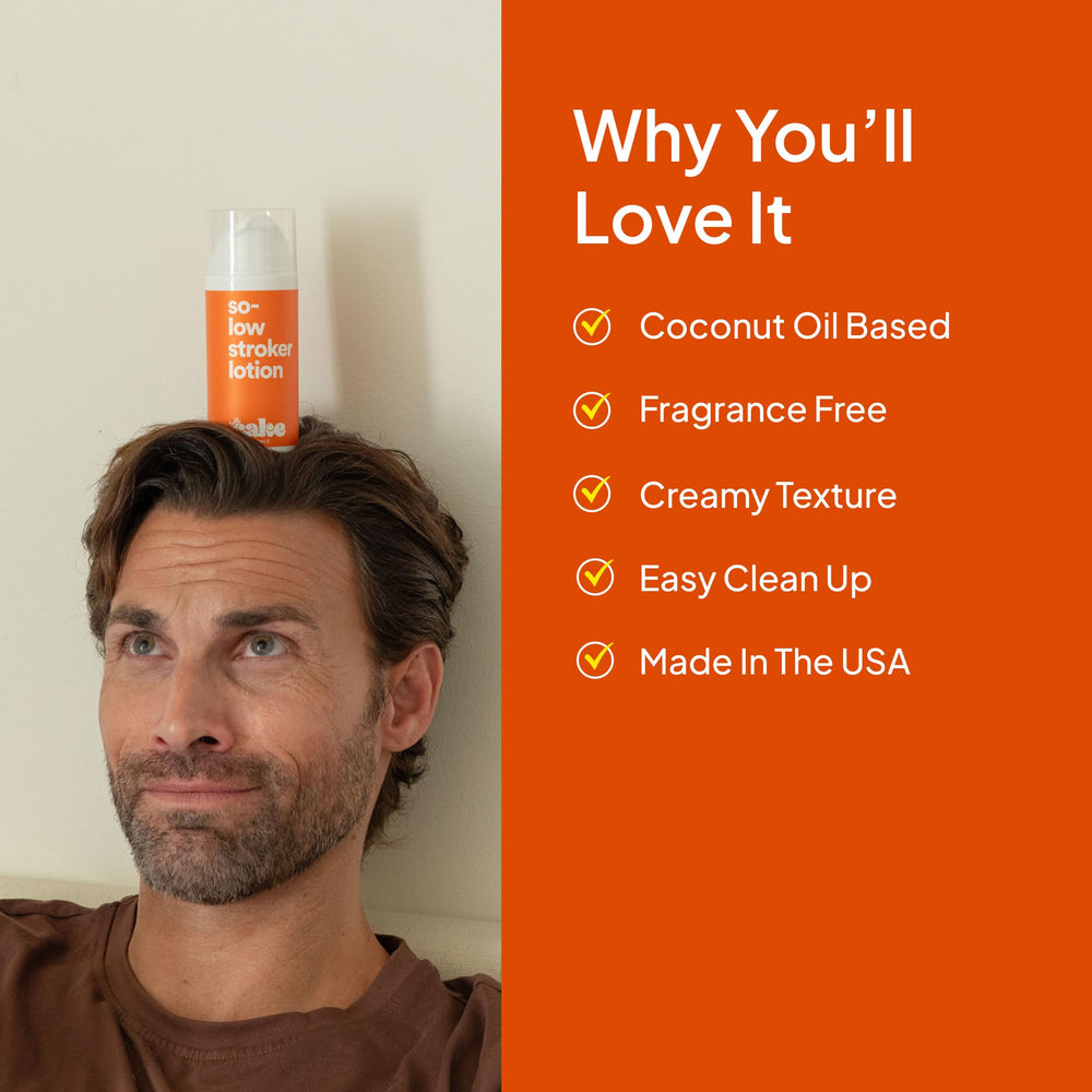 Cake So-Low Stroker Lotion nightstand-friendly bottle for easy access.