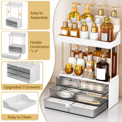 caktraie cosmetic storage with open shelves for quick-access perfumes and lotions