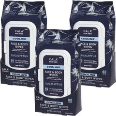 CALA Mens Cooling Wipes with eucalyptus for post-workout refresh and on-the-go hydration