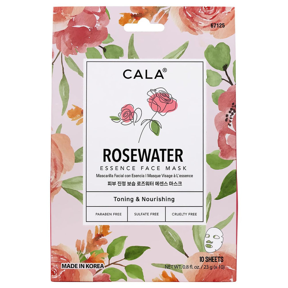 Cala Nourishing Essence Rose Water sheet mask providing hydration and smoothing texture.