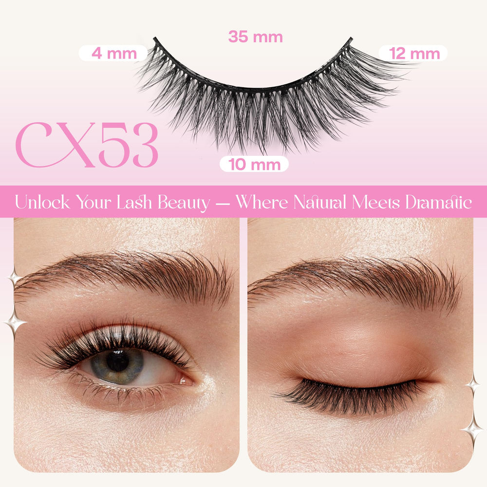 CALAILIS cat-eye wispy lashes close-up for quick glam without glue.