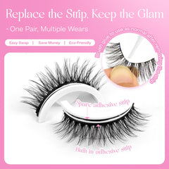 CALAILIS Self-Adhesive Eyelashes – 5 Pairs, No Glue Needed, Reusable Cat-Eye Wispy Lashes (CX49)