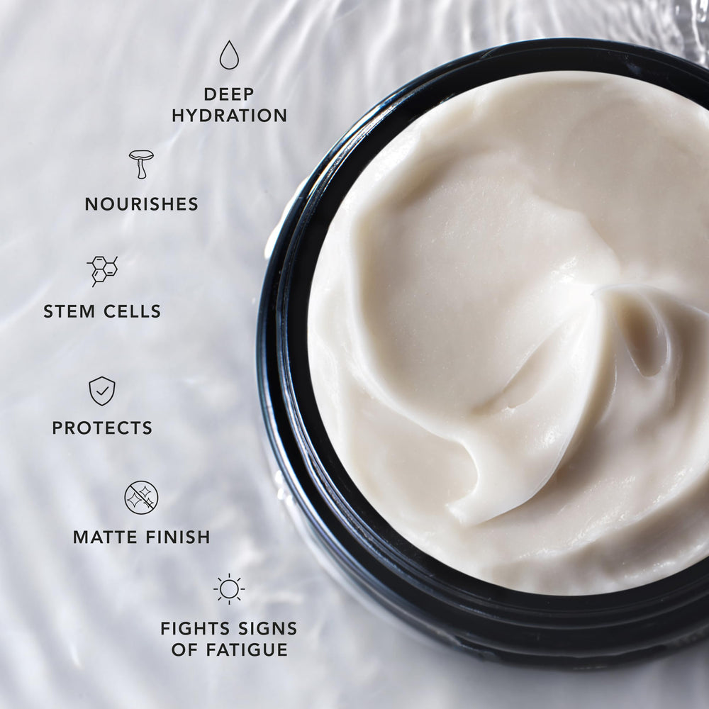 Caldera + Lab The Base Layer daily-routine image suggests morning hydration after cleansing.