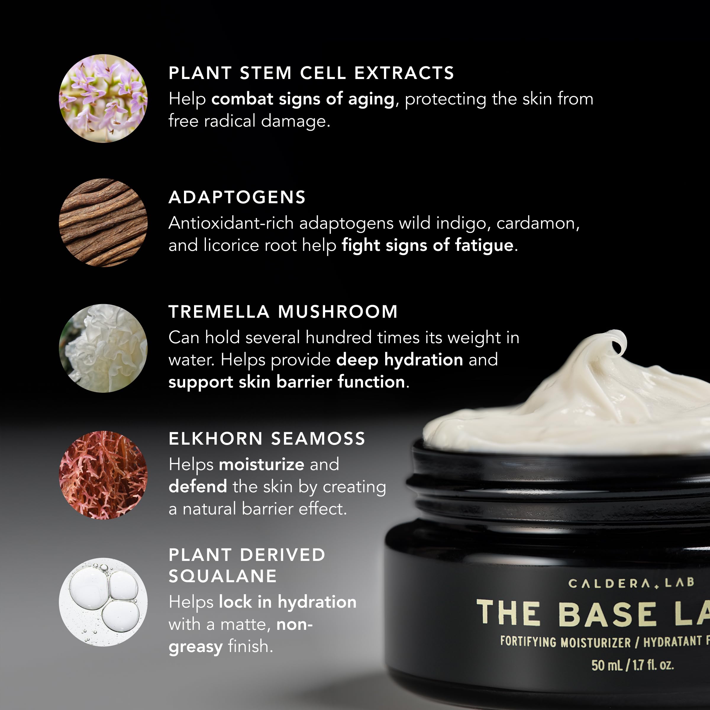 Caldera + Lab The Base Layer texture-swatch shows a silky, non-greasy finish.