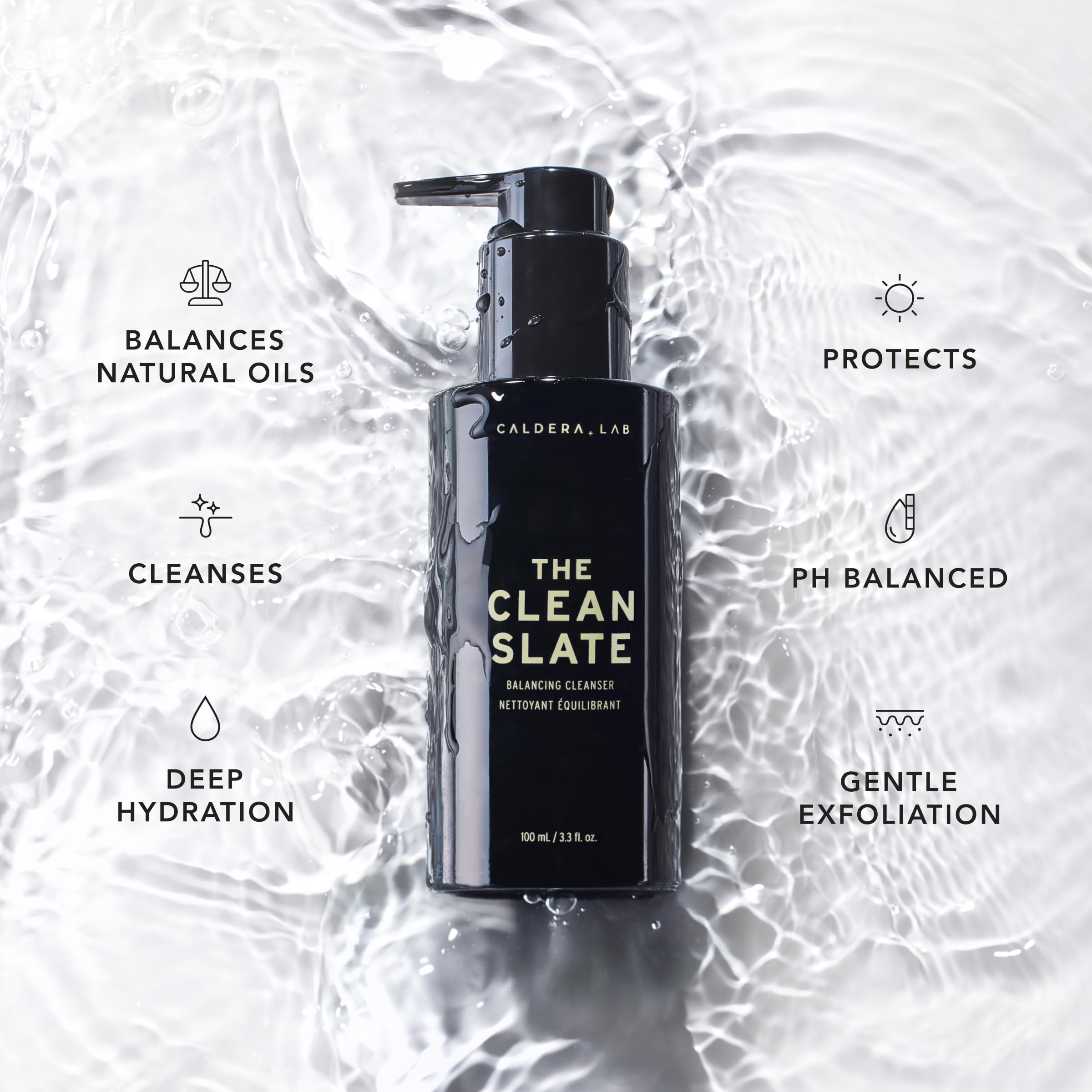 Caldera + Lab Clean Slate packaging with product label and ingredient highlights.