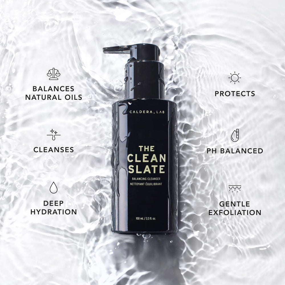 Caldera + Lab Clean Slate packaging with product label and ingredient highlights.