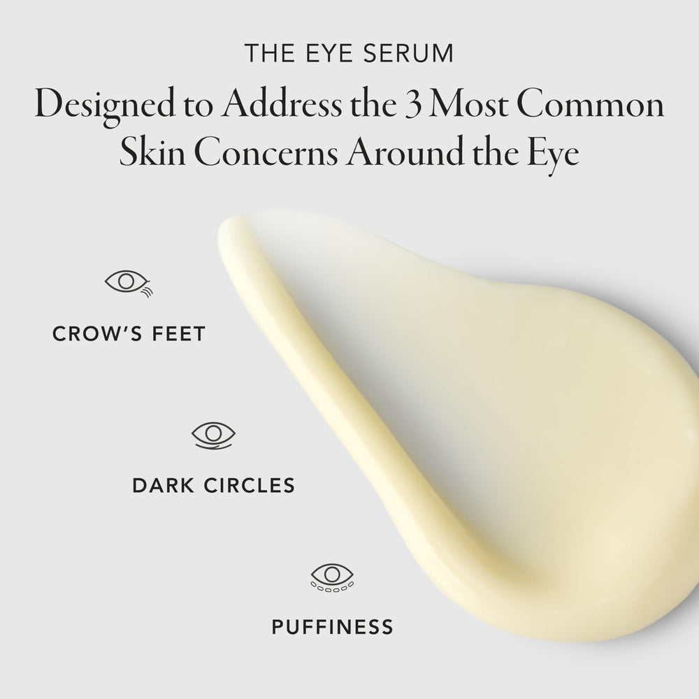 Caldera Lab The Eye Serum pump-dispense illustrated for quick 1-2 pump routine.
