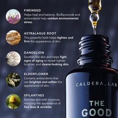 Caldera + Lab Regimen bottle close-up showing clean packaging and minimalist design.