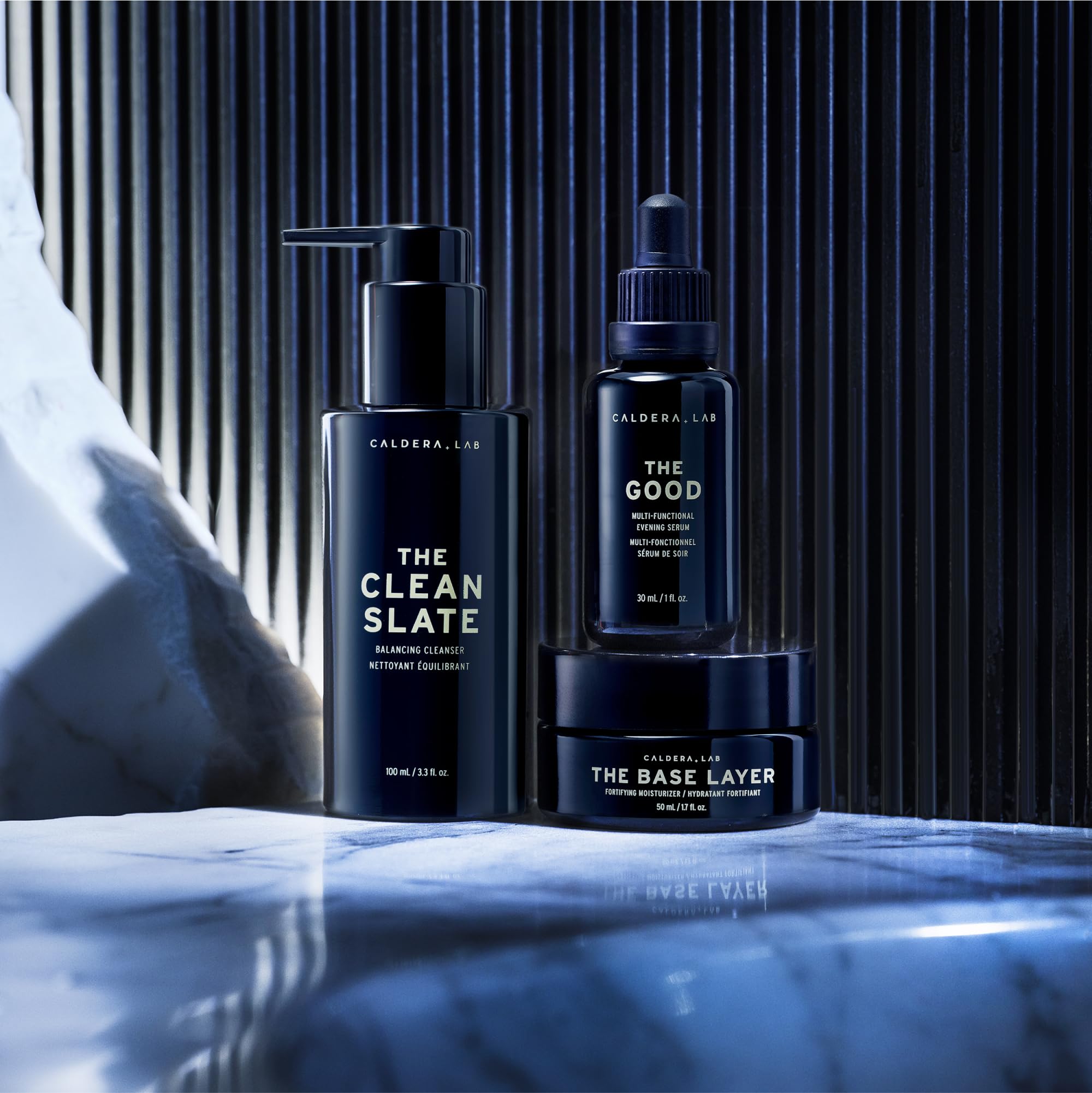 Caldera + Lab Regimen vegan formula badge emphasizes cruelty-free skincare values.
