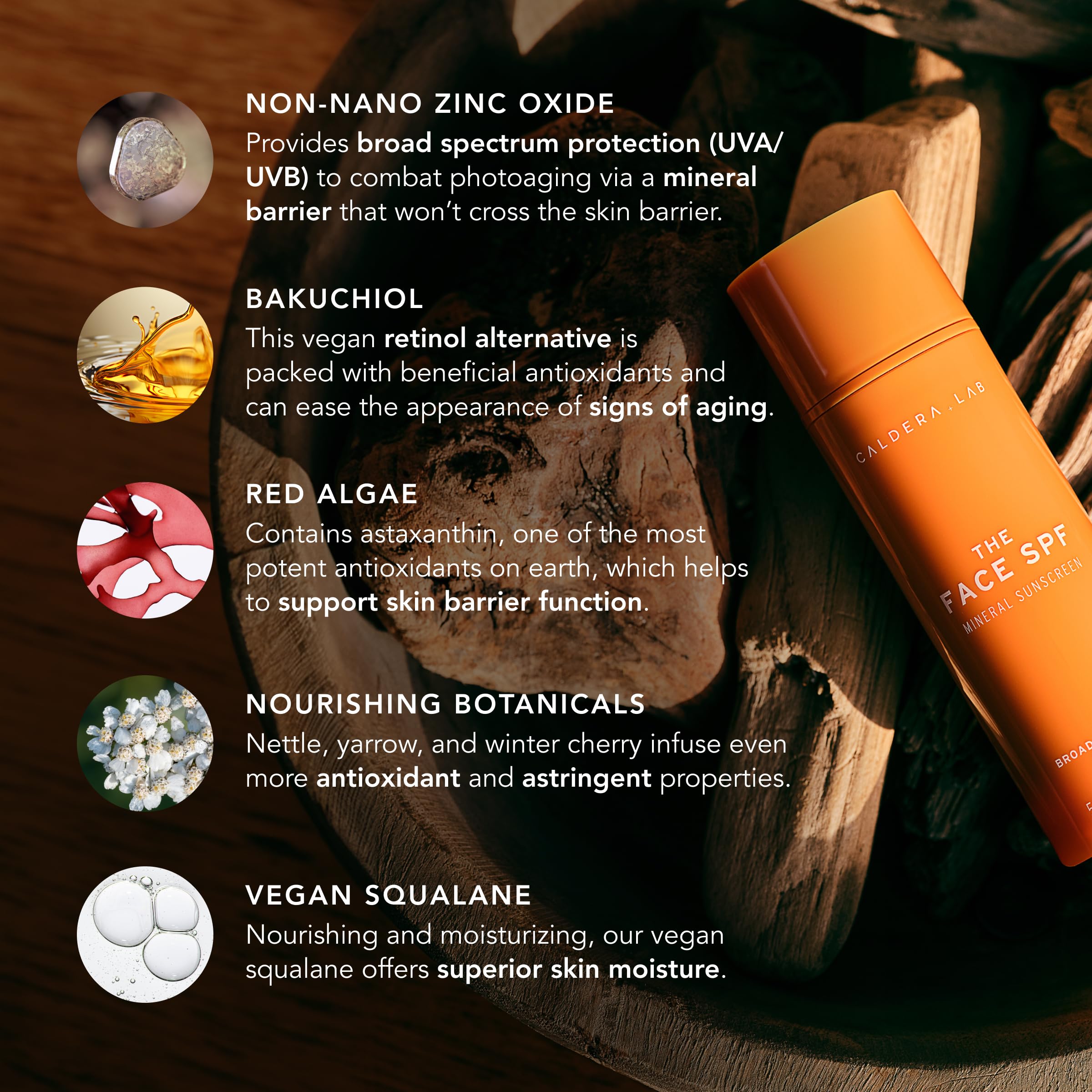 Creamy texture of Caldera + Lab The Face SPF with a subtle matte finish