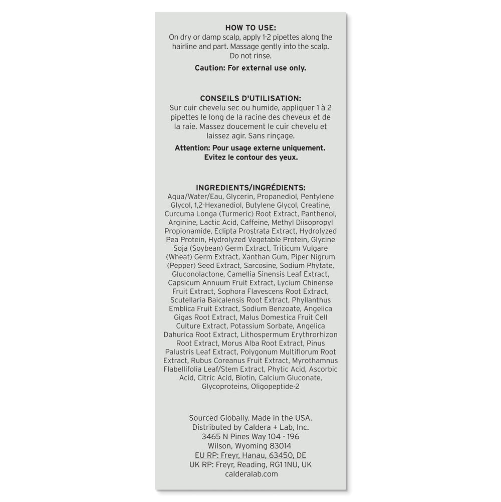 Caldera + Lab The Hair Serum color-safe sulfate-free formula on label.