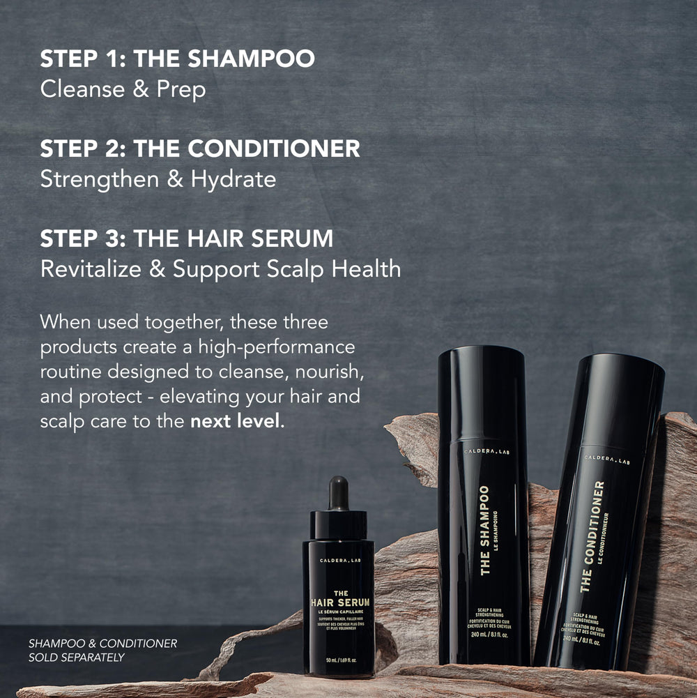 Caldera + Lab The Hair Serum dermatologically tested formula.