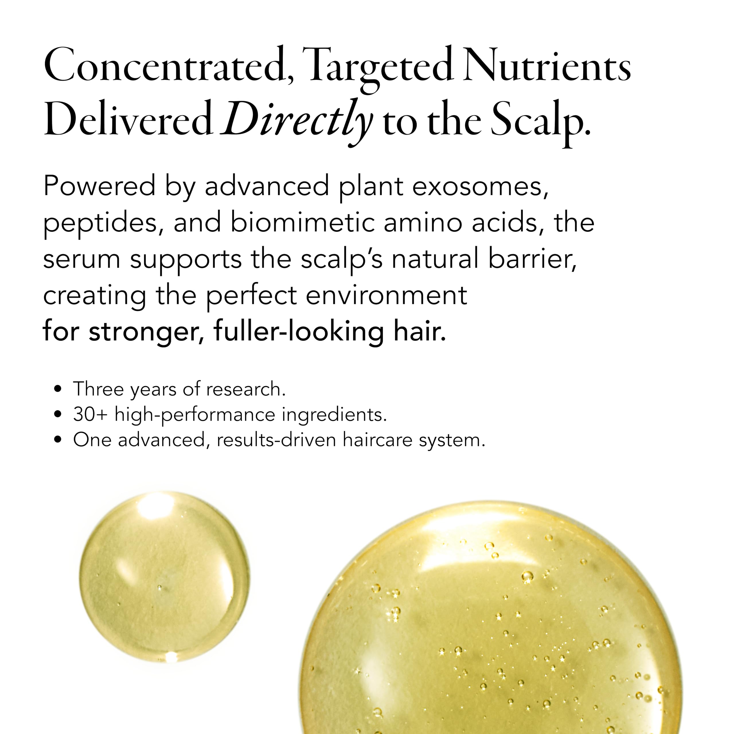 Caldera + Lab The Hair Serum dropper applying drops to scalp.