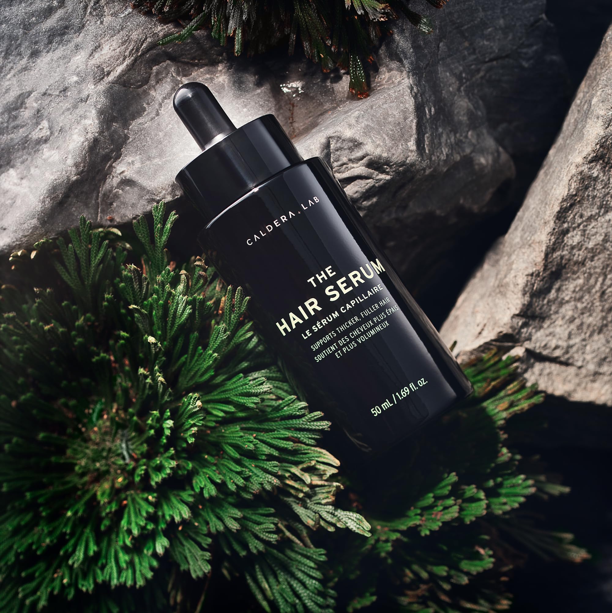 Caldera + Lab The Hair Serum packaging box and brand logo.