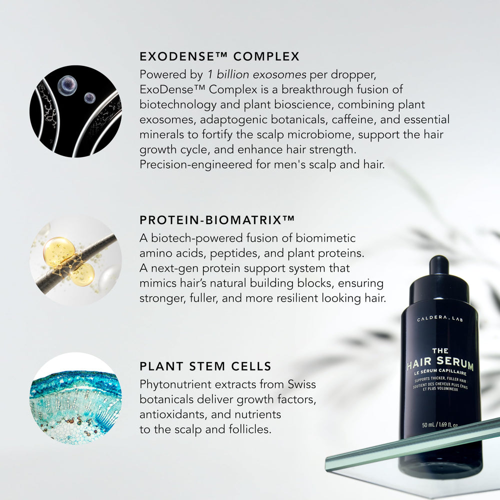 Caldera + Lab The Hair Serum texture closeup showing creamy consistency.