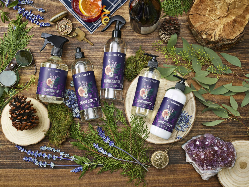 Caldrea packaging highlights clean ingredients and phthalate-free formula.