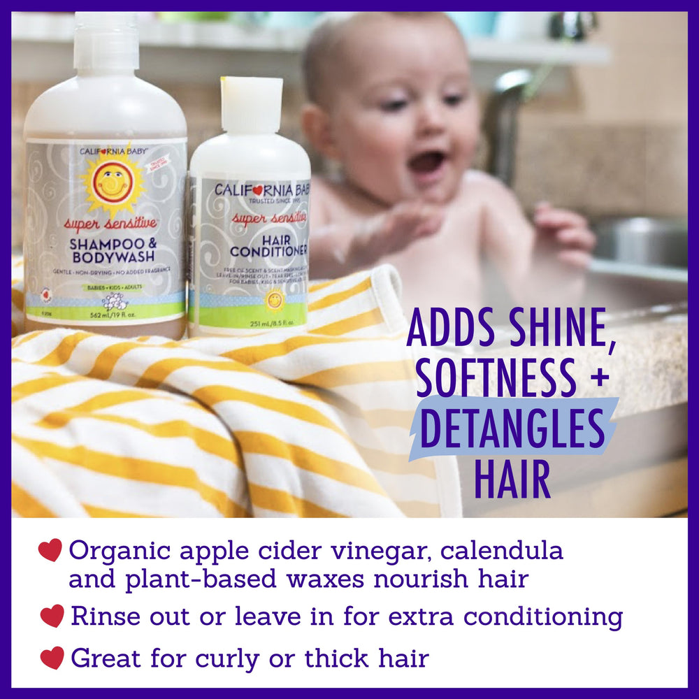 Ingredients highlight apple cider vinegar for detangling and gentle care.