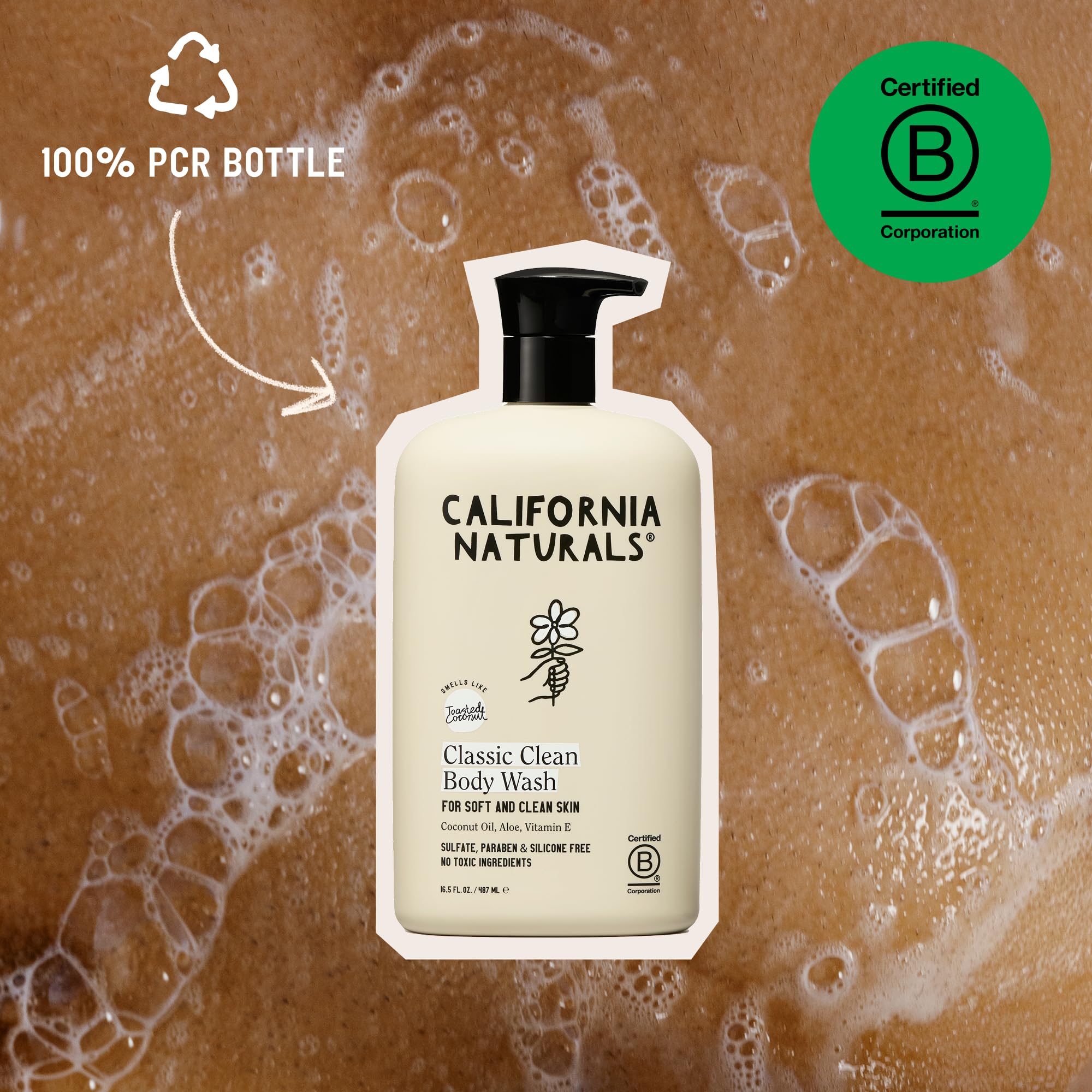 California Naturals Body Wash with shea butter supports soft, supple skin.