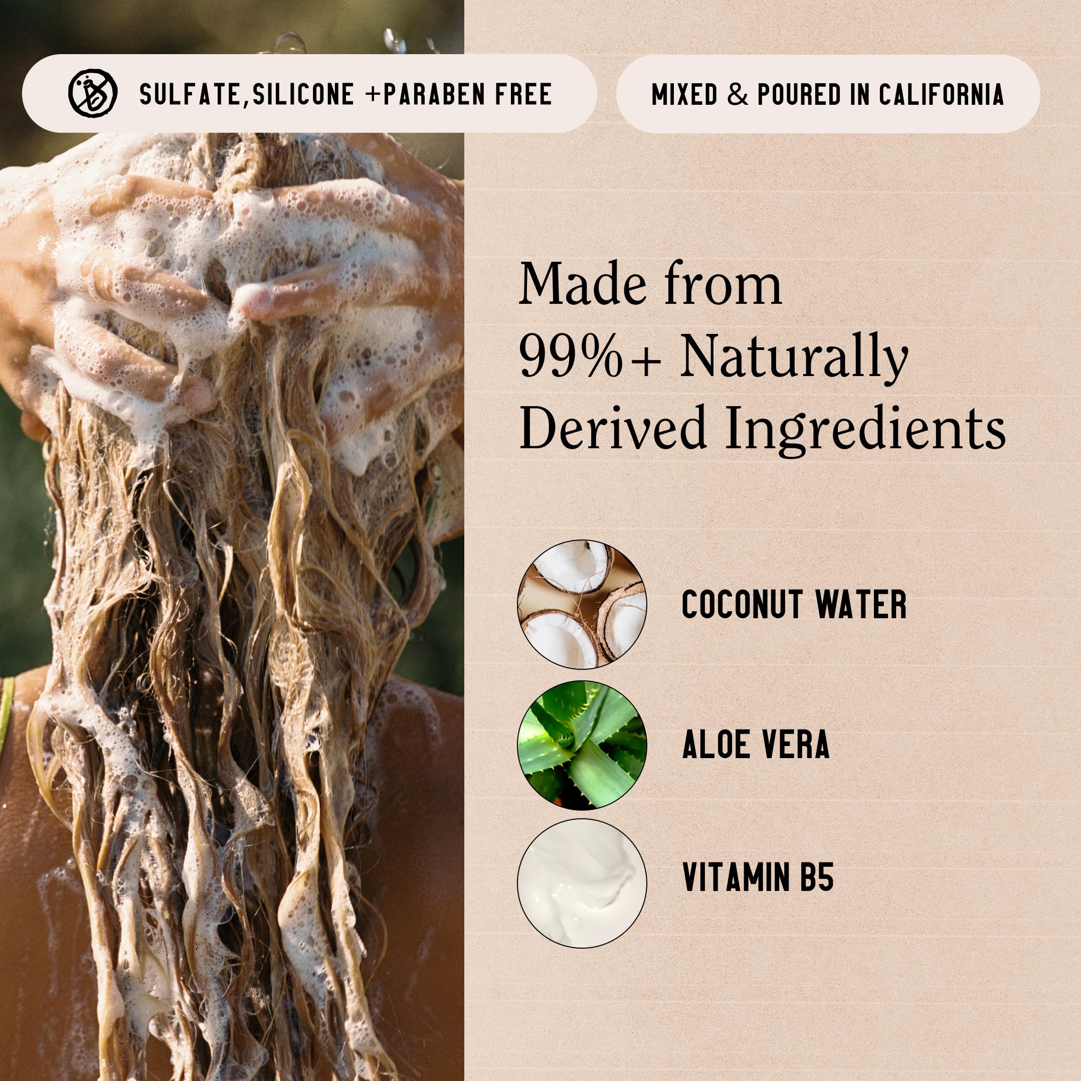 California Naturals Coconut Shampoo ingredient blend with coconut avocado sunflower