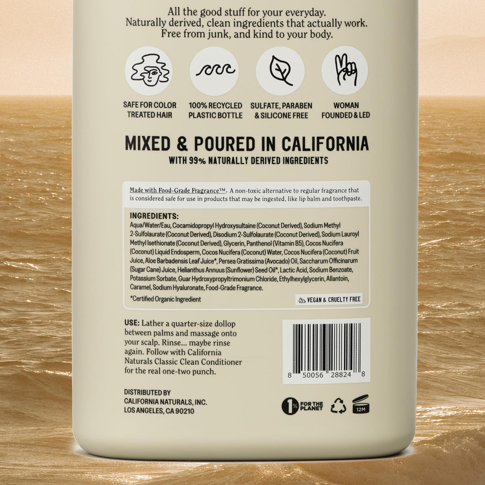 California Naturals Coconut Shampoo rinsing hair showing soft, manageable results