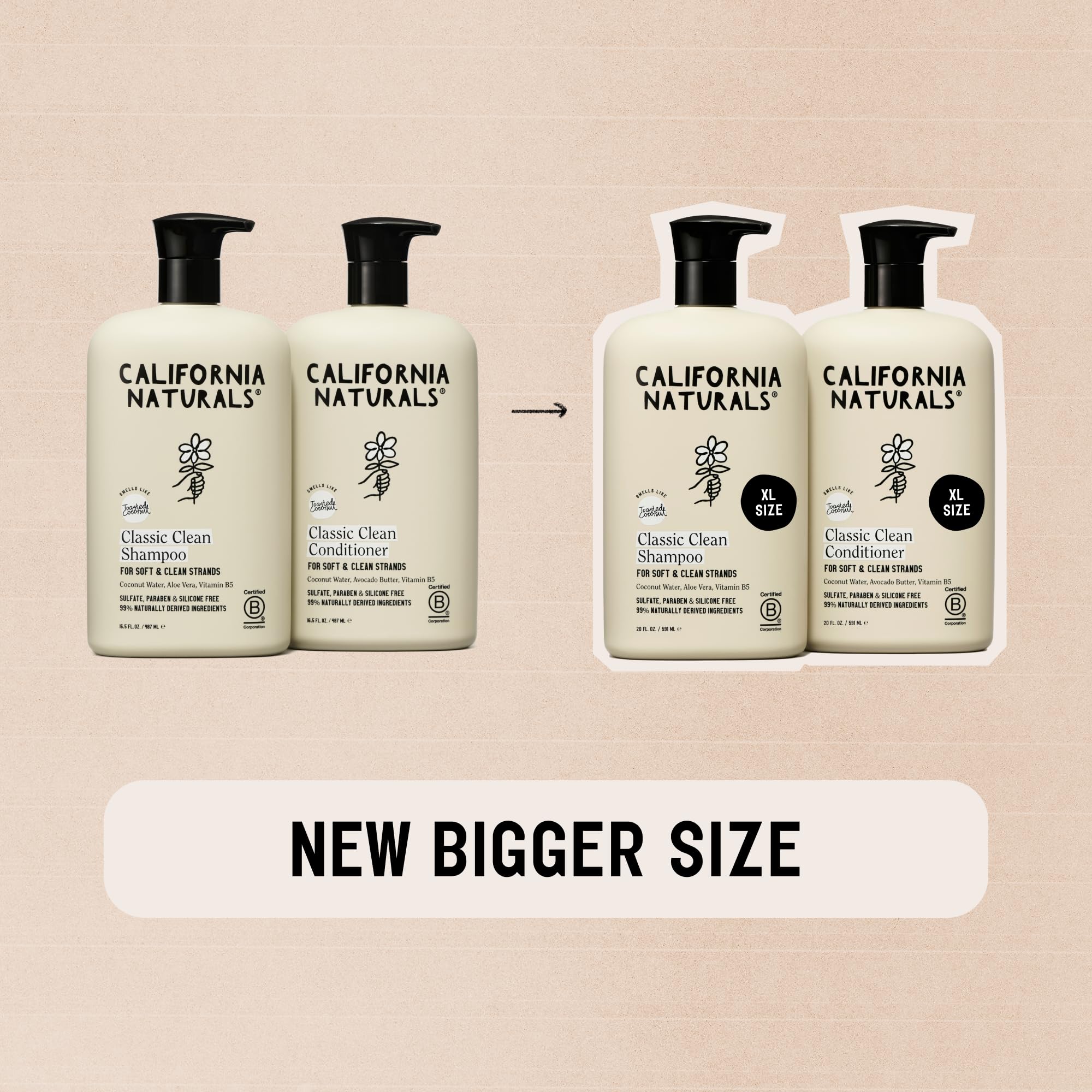 California Naturals coconut shampoo set packaging shows vegan cruelty-free lifestyle