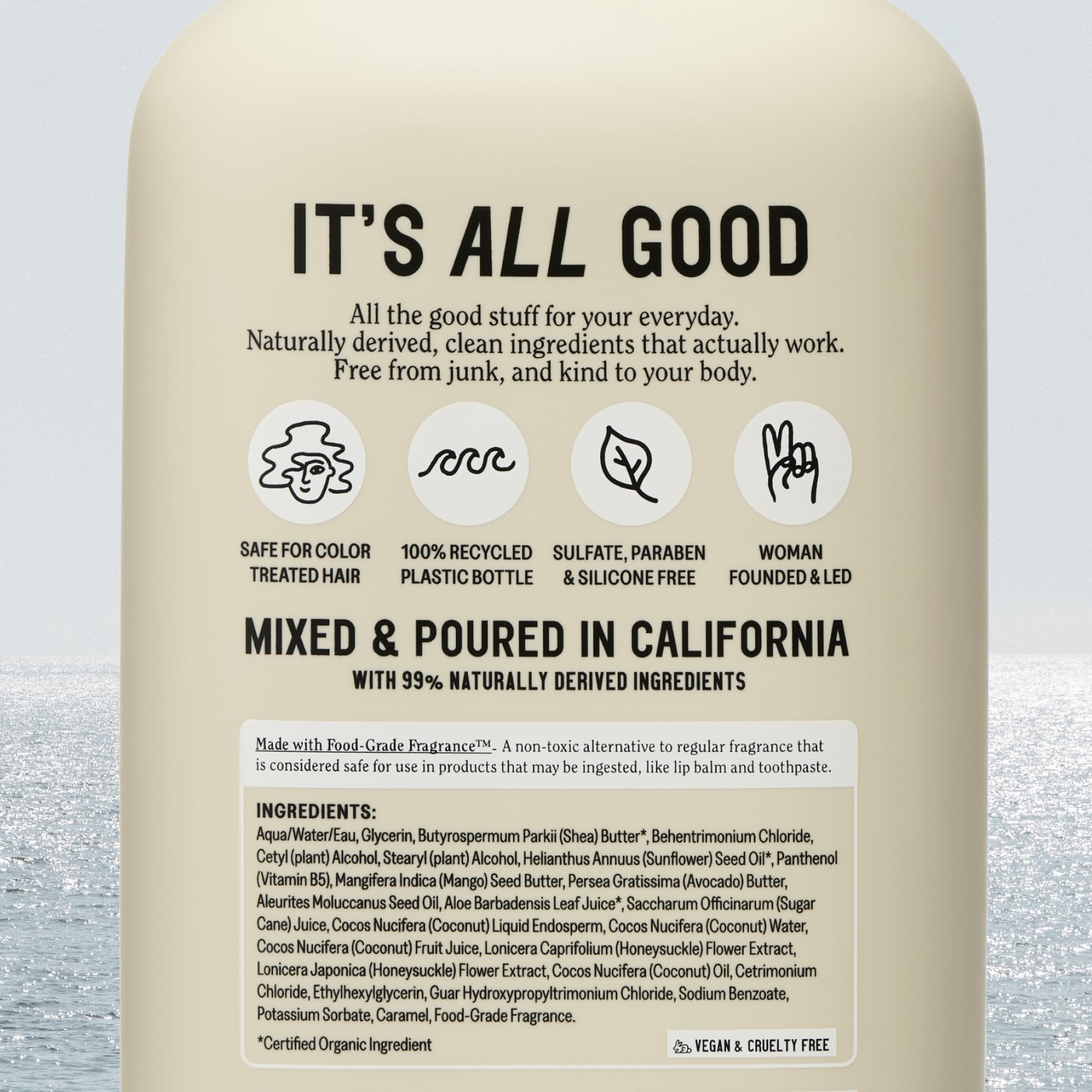 Color-safe, vegan, cruelty-free conditioner suitable for color-treated hair